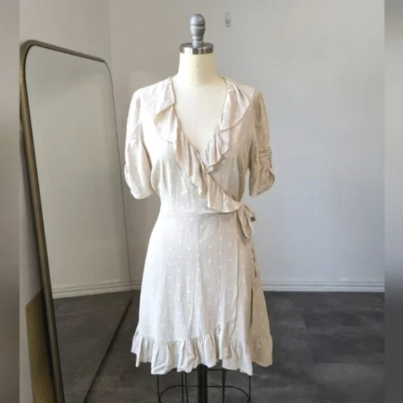 Sanctuary Polka Dot Faux Wrap Dress Women's Ruffle Lined - Picture 4 of 6